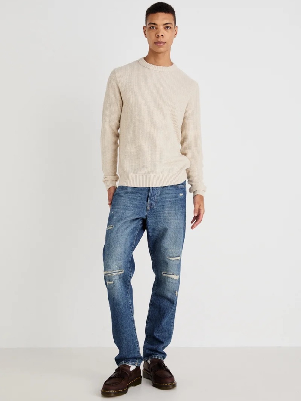 jack & jones jornoho knit crew neck moonbeam sz m nwt